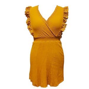 Charming Charlie Lined Mini Dress with Lace Butterfly Sleeve Caps